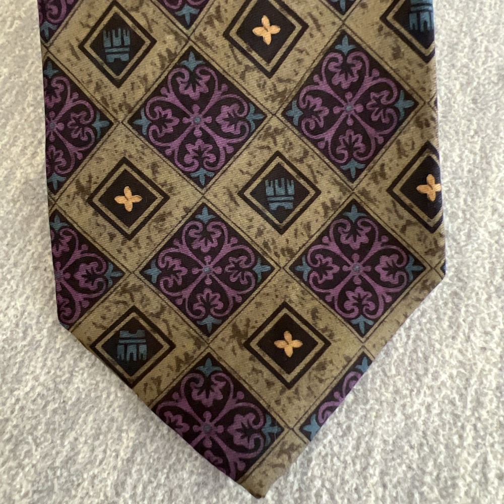 Liberty Of London Silk Tie Medallion Print USA Vintage Career Formal Green - Picture 2 of 6